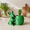 Mini Flowerpot 3D Printed Bunny Hugging Succulents Planter, Cute Rabbit Flower Pot with Embossed Small Desktop Planter Floral Body, Desk Decor