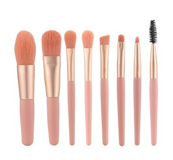 Mini 8-Piece Portable Makeup Brush Set: Soft Bristle Eyeshadow and Foundation Brushes