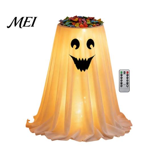 Halloween Ghost Candy Bowl Stand with Remote Control, Large LED Lighted Indoor Decoration Supplies Cute Holder for Front Door Porch Outdoor
