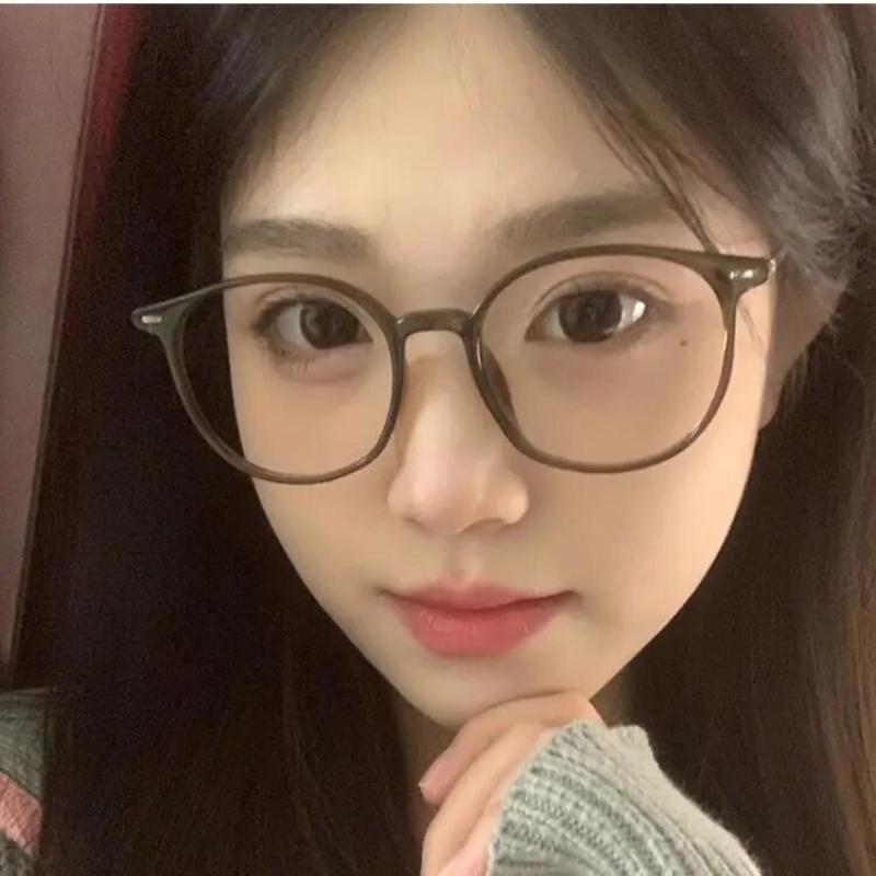 2Pcs Round Glasses Frame Myopia Women Prescription Eyeglasses Anti-Blue Light Ultra-Light Fashion Eyewears