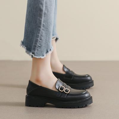 Weiwei Girl 681-1 Лоферы женские на платформе 2025 новые универсальные ретро-туфли из двух видов кожи маленькие кожаные туфли большого размера женские туфли