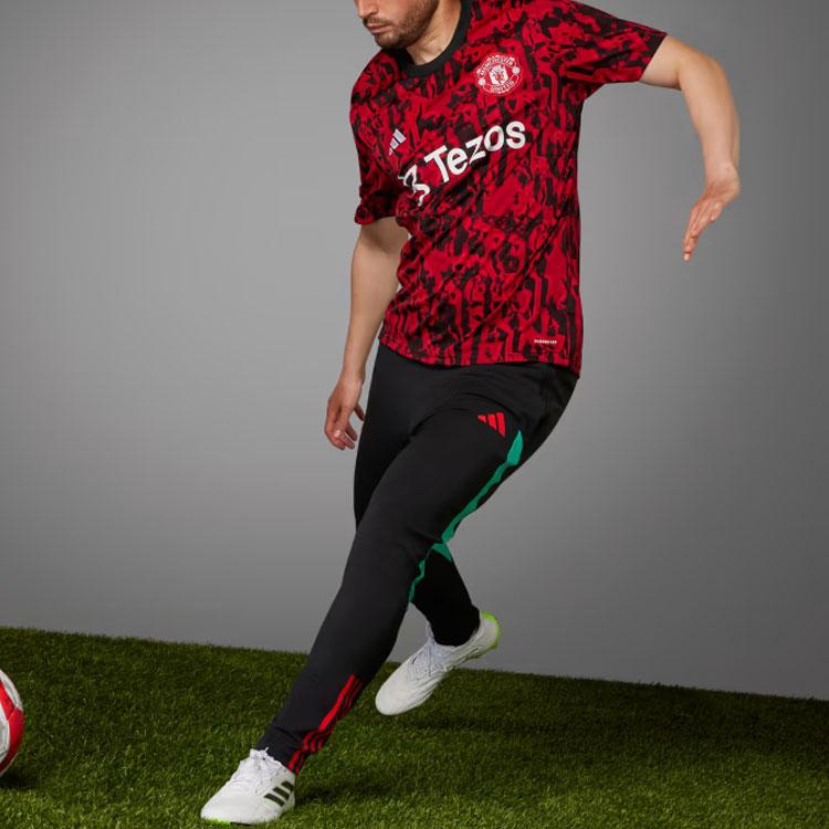 Adidas Предматчевая тренировка Manchester United с короткими рукавами и принтом, мужские футболки, красные, черные IA7242