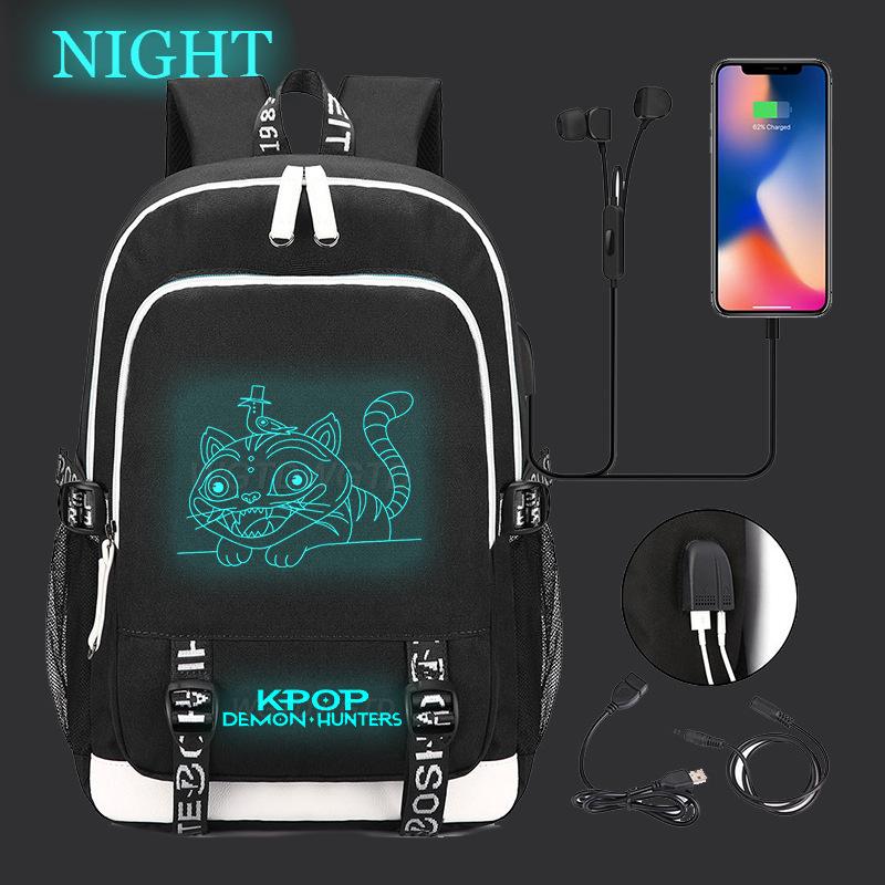 Animation Cartoon Peripheral Casual Luminous Backpack Multi-Function With Usb Schoolbag Large Capacity