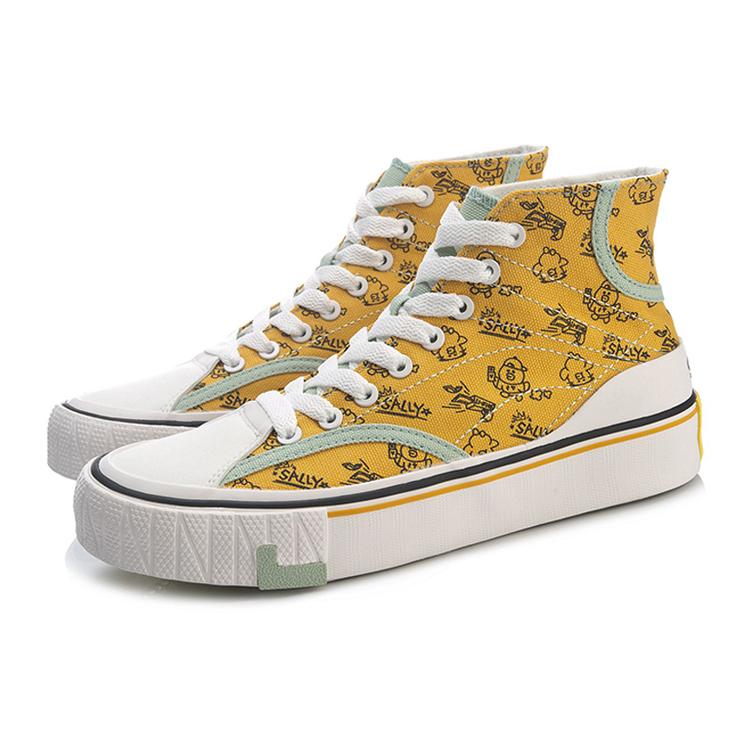 LINE FRIENDS x Li Ning Удобные износостойкие Покрывающие Высокие кеды Женские Желтые AGCQ594-1