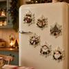 Christmas Tree Magnets 6Pcs DIY Faux Pearl Painting Fridge Magnet, Santa Snowman Stocking Winter Refrigerator Gingerbread Snowflake Handmade