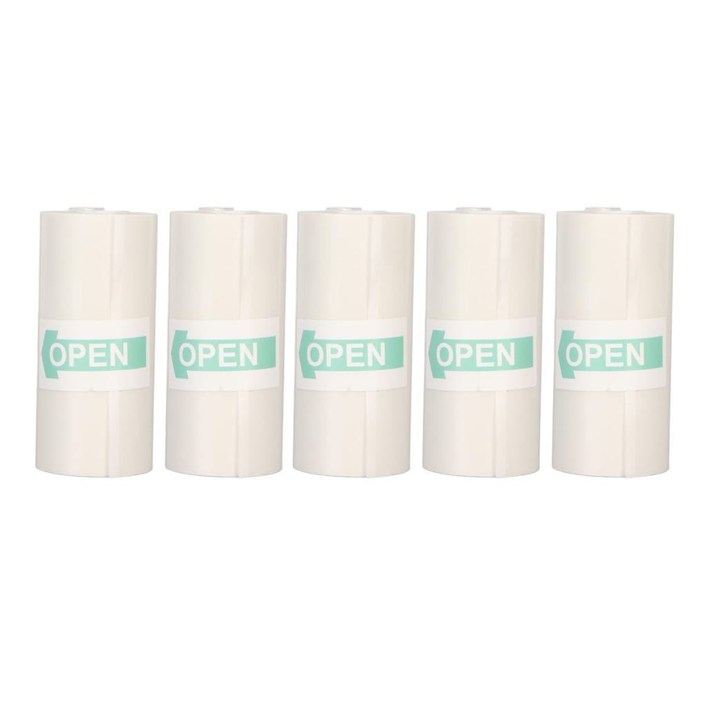 5 Rolls Adhesive Thermal Paper 2.2in Long 1in Wide Printing Transparent Thermal Sticker Paper for Photo Document Webpage