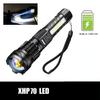 KDULIT High Power LED Zoomable Tactical Torch Built-in Battery USB Rechargeable Strong Light Flashlight Camping Lantern