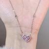 Luxury Zircon Sweet Heart Pendant Necklaces Exquisite Clavicular Chain For Women Girls Fine Jewelry Accessories Gifts
