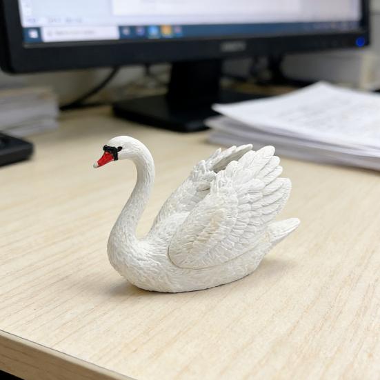 Simulation Swan Model White Swan Figurine Miniature Farm Animal Educational Toy Realistic Poultry Decoration Ornament