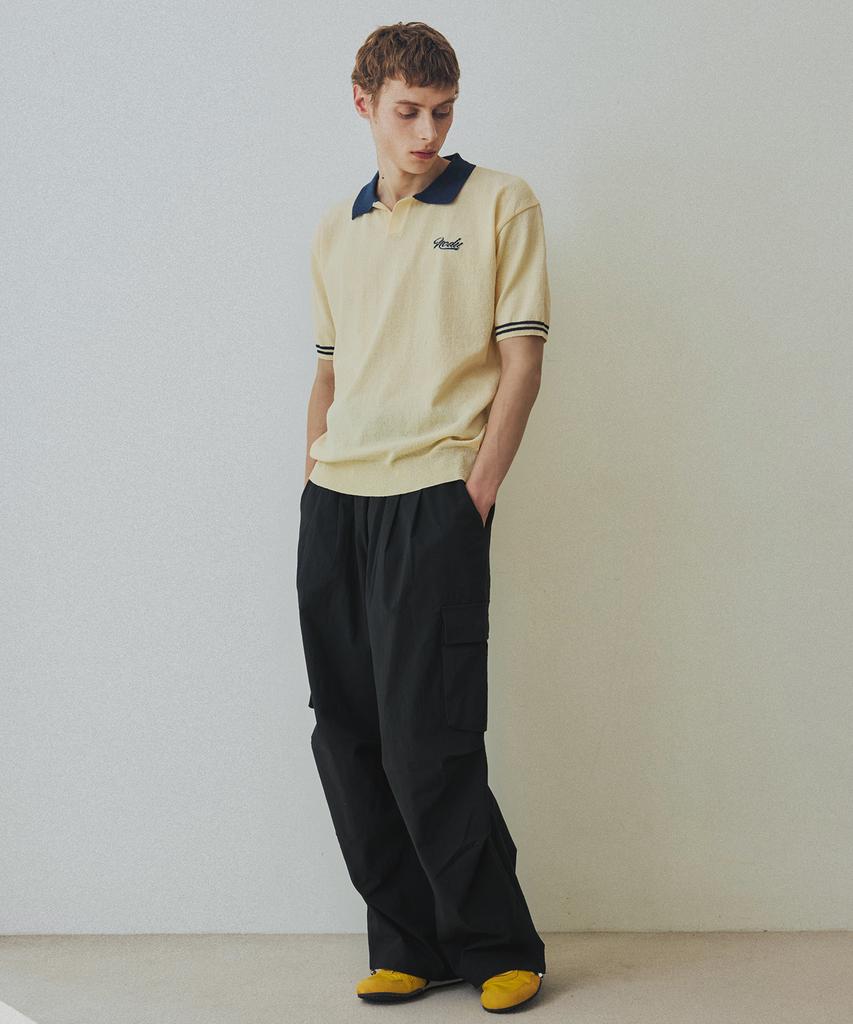 NODU Summer Vivid Color Block Collar Knit [Yellow]