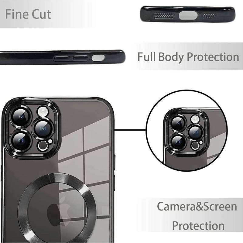 Для iPhone 16 15 Pro Max Роскошный беспроводной зарядный чехол Magsafe для iPhone 14 Plus 13 12 11 Pro Max Мягкий силиконовый прозрачный чехол