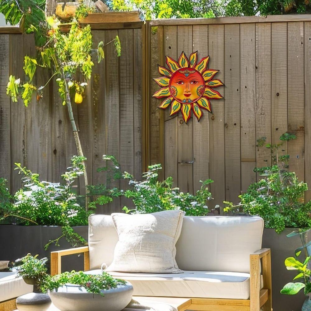 New Metal Sun Wall Decor Friendly Face Funny Wall Art Decoration Sun Flower Hanging Decoration Living Room Bedroom