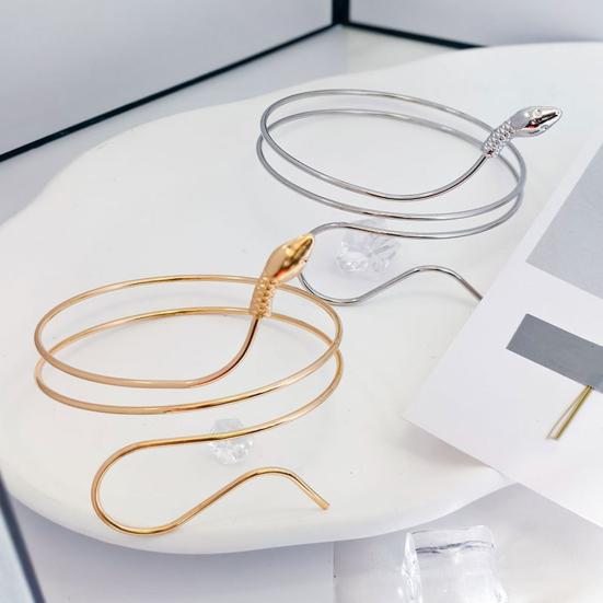 Металлический браслет на руку, спиральный браслет в виде змеи, регулируемый открытый браслет-манжета для женщин, девушек, жен, дочерей