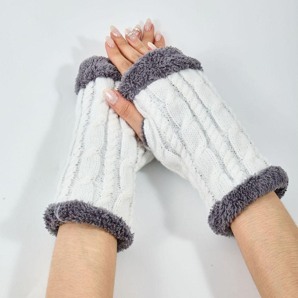 Soft Knitted Gloves Windproof Winter Women Gloves New Half-Finger Gloves Women