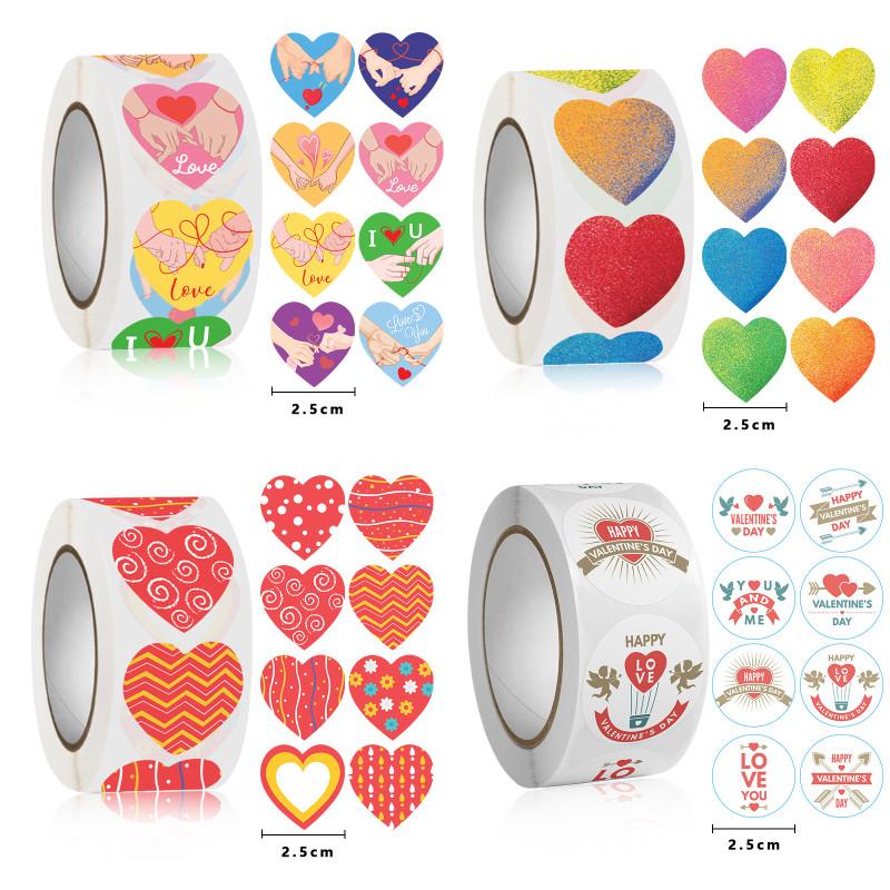 500pcs Valentine's Day Sticker I LOVE YOU Heart Shape With Heart Paper Thank You Sticker Snowflake Label Gift Box Decoratio