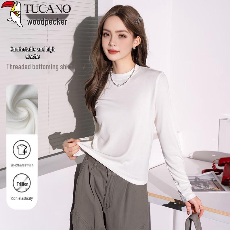 Женская базовая футболка с воротником-стойкой и длинным рукавом