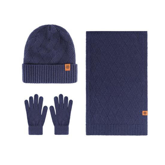 Men's Winter Hat Scarf Gloves Set 3 Pcs Warm Skull Cap Long Scarf Fleece Lined Gloves Set for Cold Weather