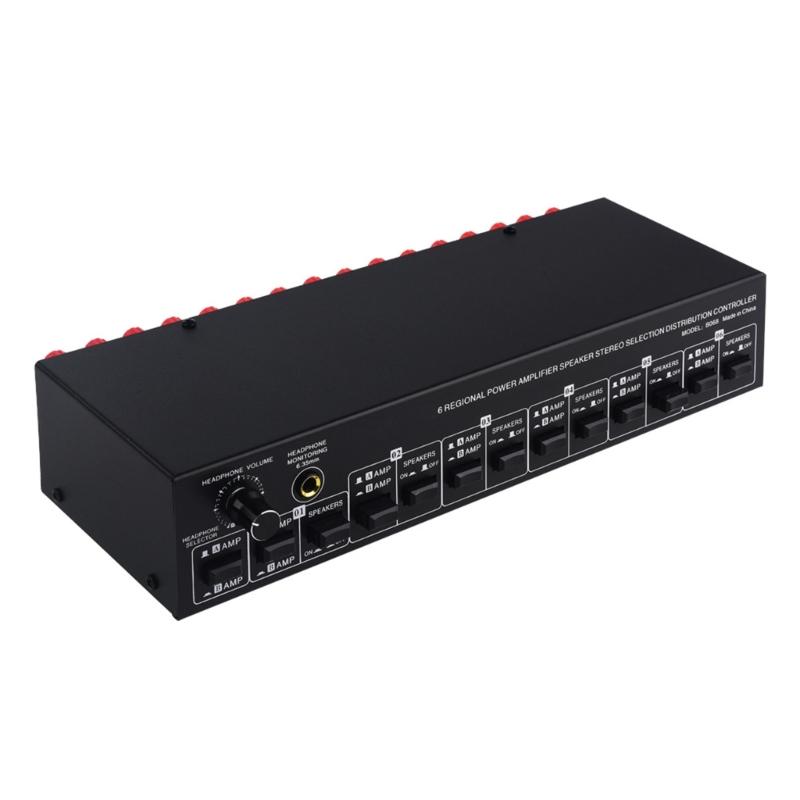 2 In 6 Out Power Amplifiers Loudspeaker Box Switcher 6 Channel Speaker Distribution Device Loudspeaker Switching Amplifi