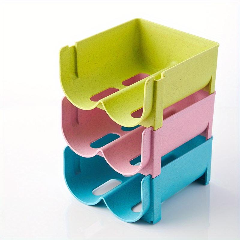 Stackable Plastic Drinks Organizer for Refrigerator Anti-Slip Design for Bottles and Cans, Beverage Storage Drinks Refrigerator Organizer Shelf