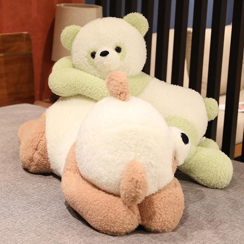 80/100cm Cartoon Lying Bear Plush Toy Stuffed Doll Animal Soft Sofa Colorful Toy Girl Birthday Gift Christmas Present