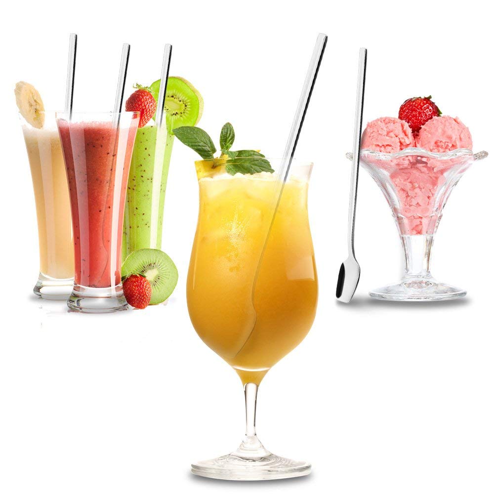 Набор из 4 кофейных ложек Leeseph, нержавеющая сталь, длинная ручка, ложки для размешивания эспрессо, десертные чайные ложки