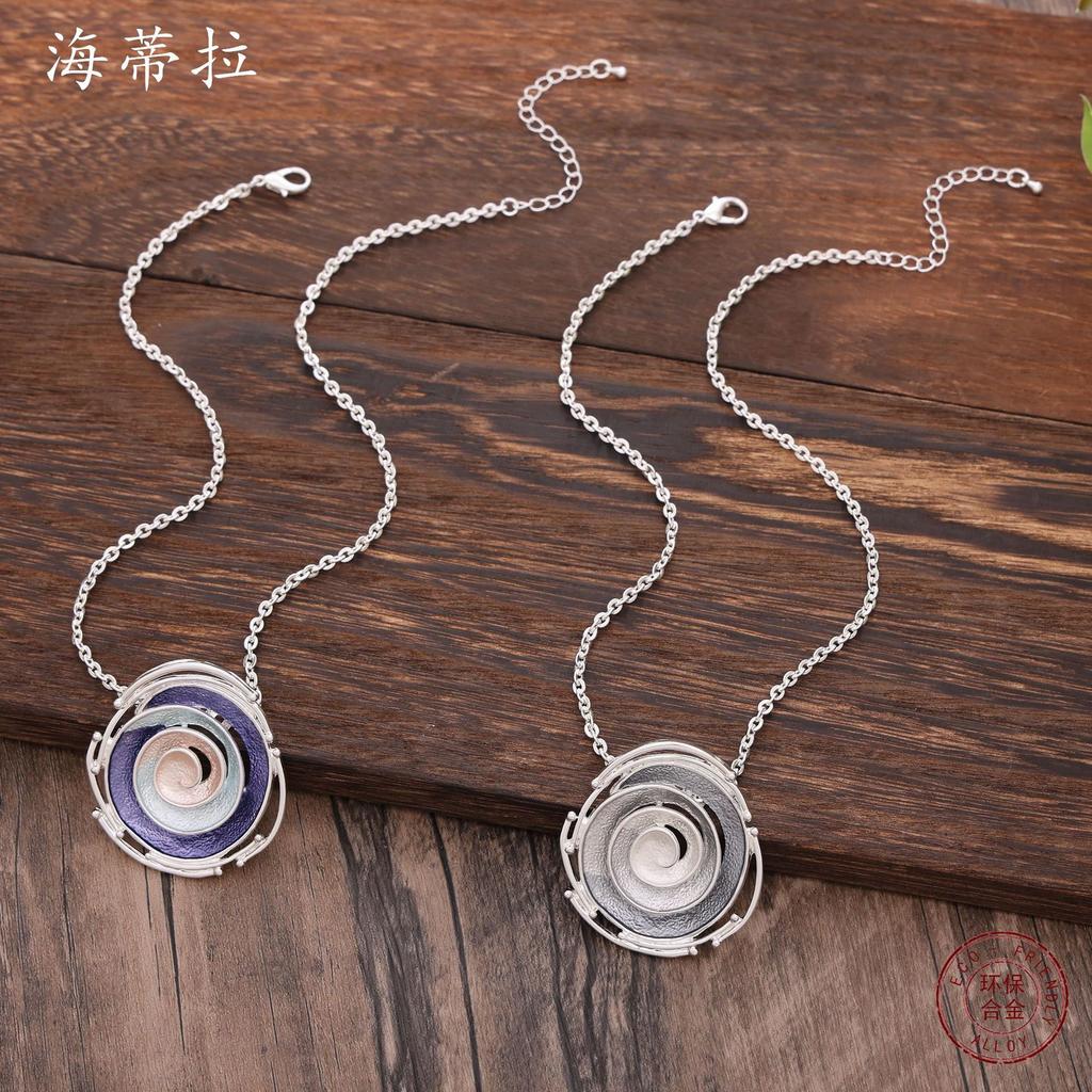 Новая роза, полый геометрический кулон, красочный масляный цветок, женское универсальное ожерелье из сплава