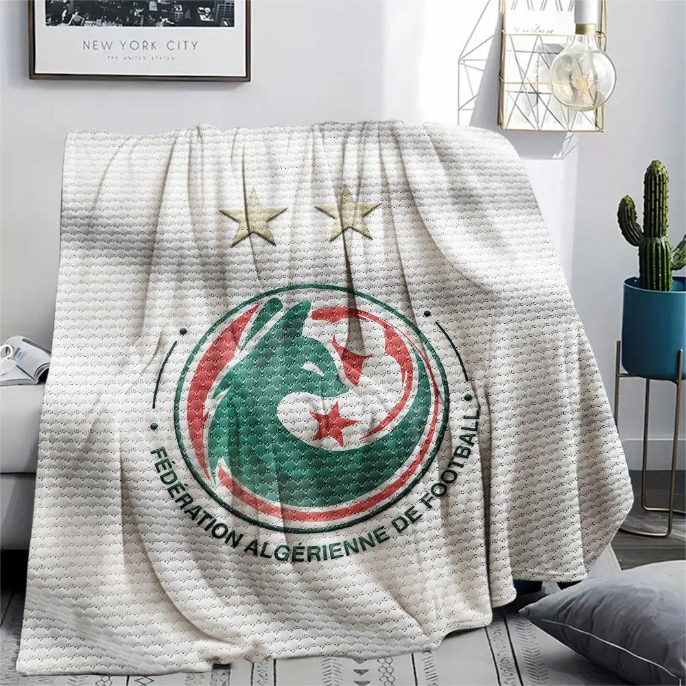 Algeria football Printed Flannel Blanket, soft throw for bedroom sofa, washable,soccer fan merchandise, great gift.