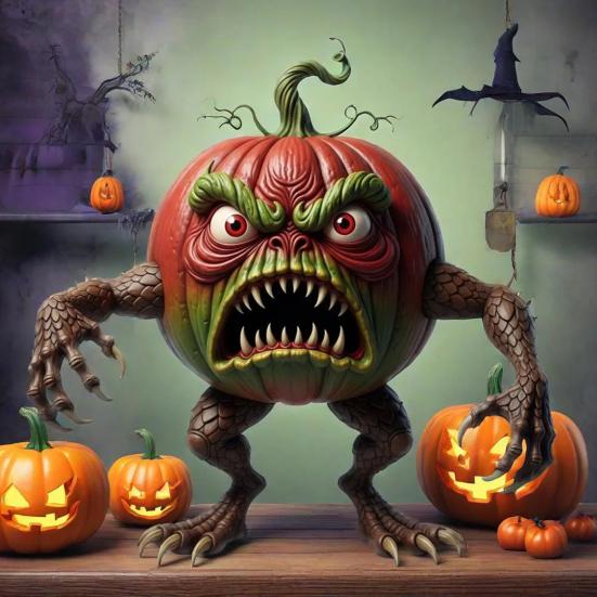 Тыква Злая Фигурка Жуткая Полимерная Хэллоуин Настольное Украшение для Дома Офиса Декора Стола Принадлежности для Хэллоуин Вечеринки