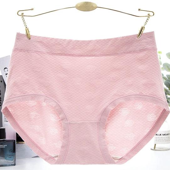 Розовое жаккардовое нижнее белье из модального хлопка, женские трусики со средней талией, дышащие, подтягивающие бедра, подтягивающие живот, одноцветные, удобные трусики больших размеров