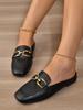 Korean Style 2024 Closed Toe Metal Buckle Women's Slip-On Sandals