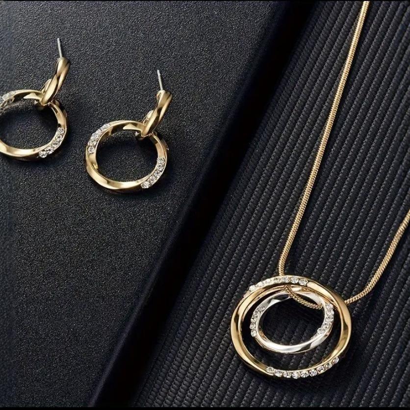 Модный комплект украшений Charm Personality Circle, ожерелье и серьги для женщин