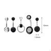 5 Pieces Belly Button Rings Navel Barbell 10mm Short Fashion Stainless Steel Zircon 1.6mm for Women