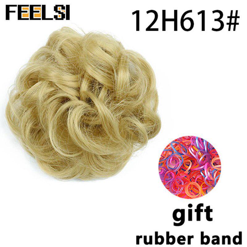 Женский вьющийся шиньон с эластичной резинкой, синтетическая резинка для волос, небрежный пучок, шиньоны