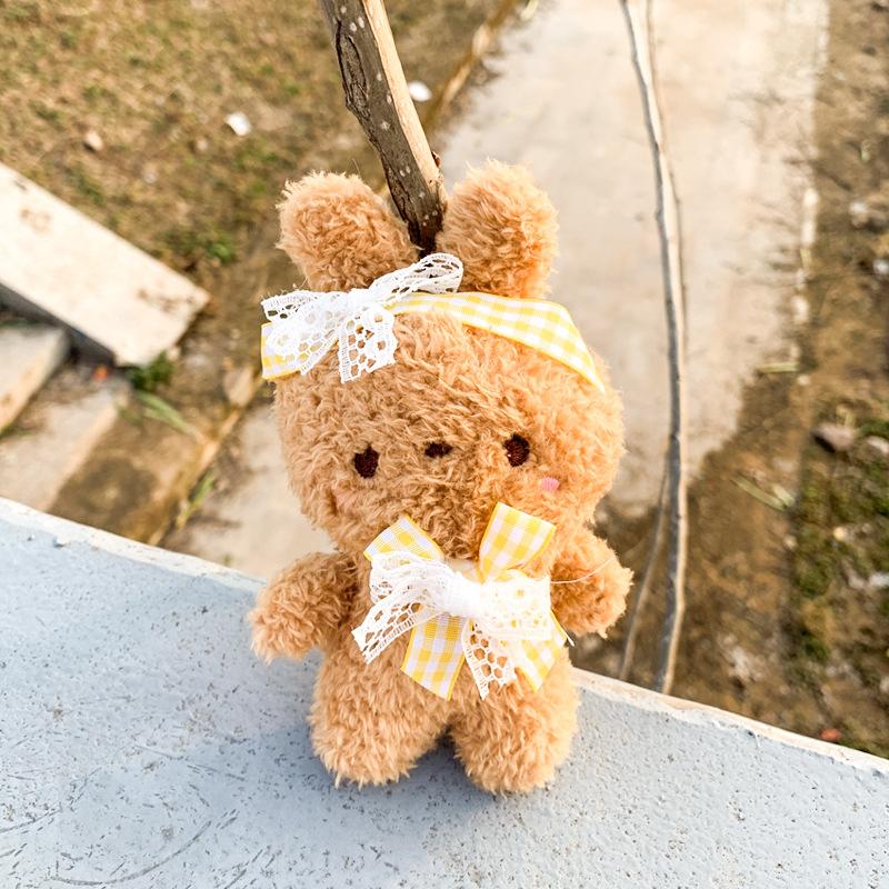 Мультяшный плюшевый брелок с изображением медведя и кролика, милый автомобильный брелок для ключей, сумки, подвеска для багажа