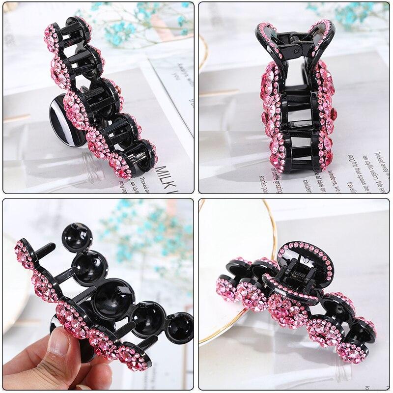 Women Big Rhinestone Hair Claws Crab Hairpins Crystal Hair Clips Barrettes Ponytail Hair Accessories