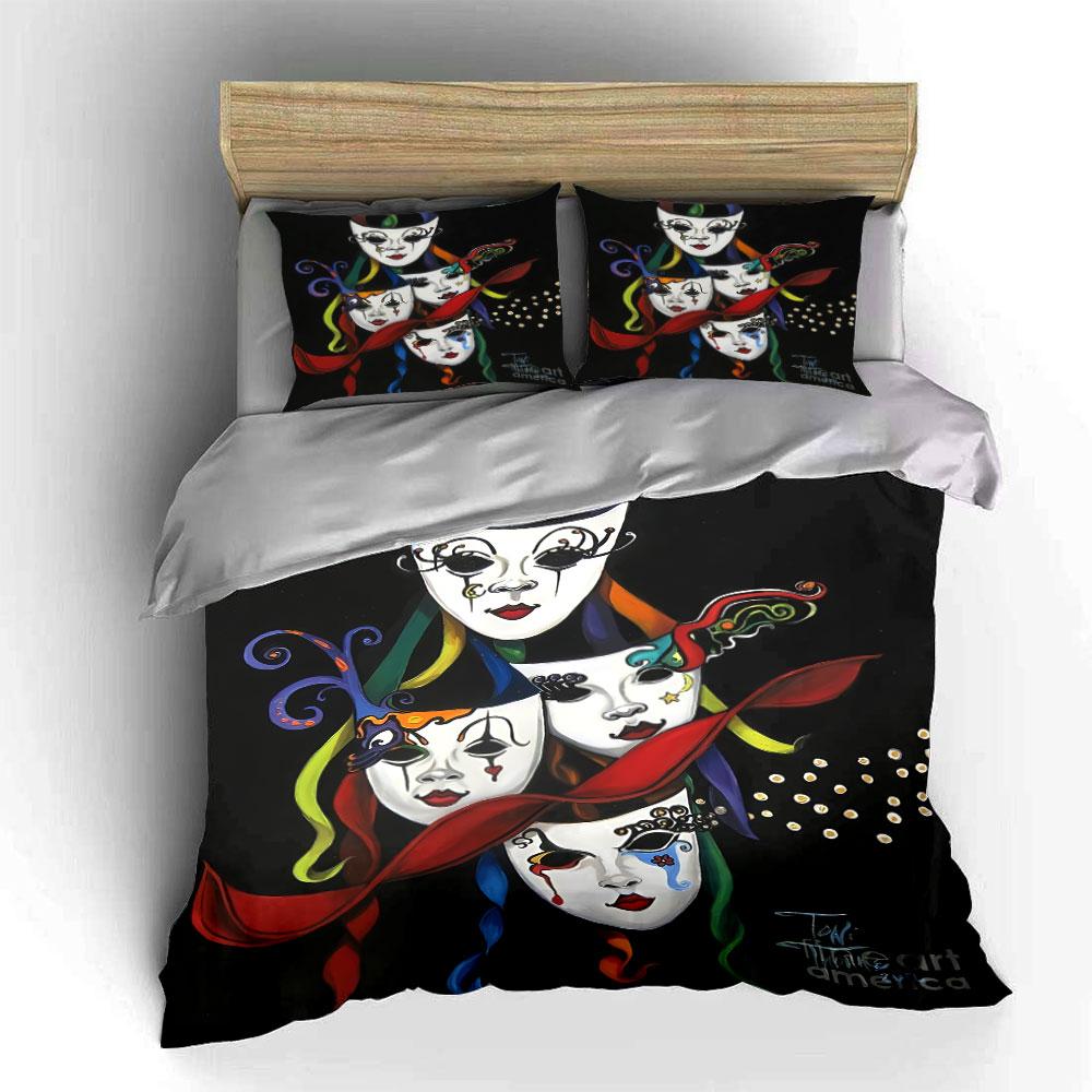 Colorful Carnival Masks Design Bedding Duvet Cover Set Duvet Cover Pillowcases (1*Duvet Cover 2*Pillowcases, without duvet insert)