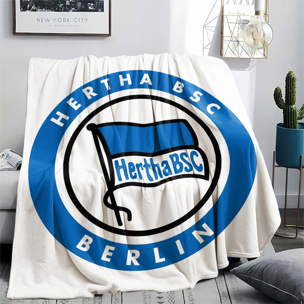 Hertha BSC Berlin Printed Flannel Blanket, soft throw for bedroom sofa, washable,soccer fan merchandise, great gift.