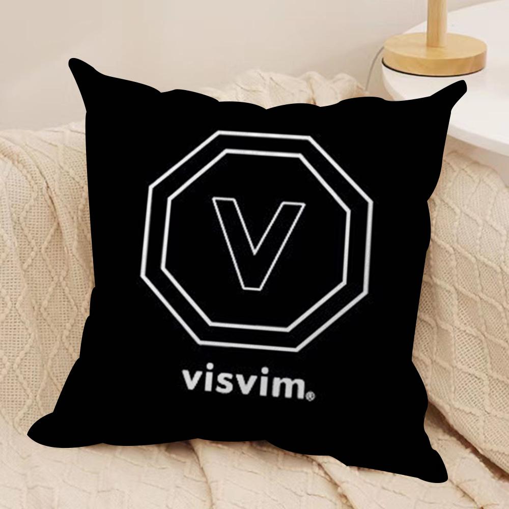 Brand Design V-Visvim Cushion Cover Soft Plush Fabric Double-Sided Printed Sofa Cushion Cover for All Seasons Home Decor Gift