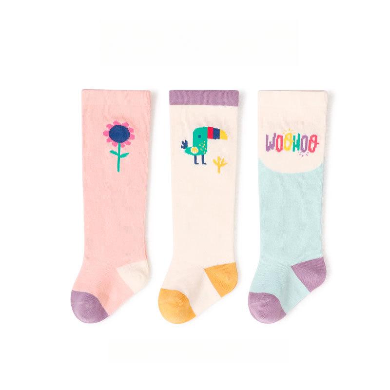 3 пары/лот Детские гольфы до колена Детские для девочек и мальчиков Мягкие хлопковые длинные носки Милые испанские полосатые однотонные детские носки для 0-3 лет