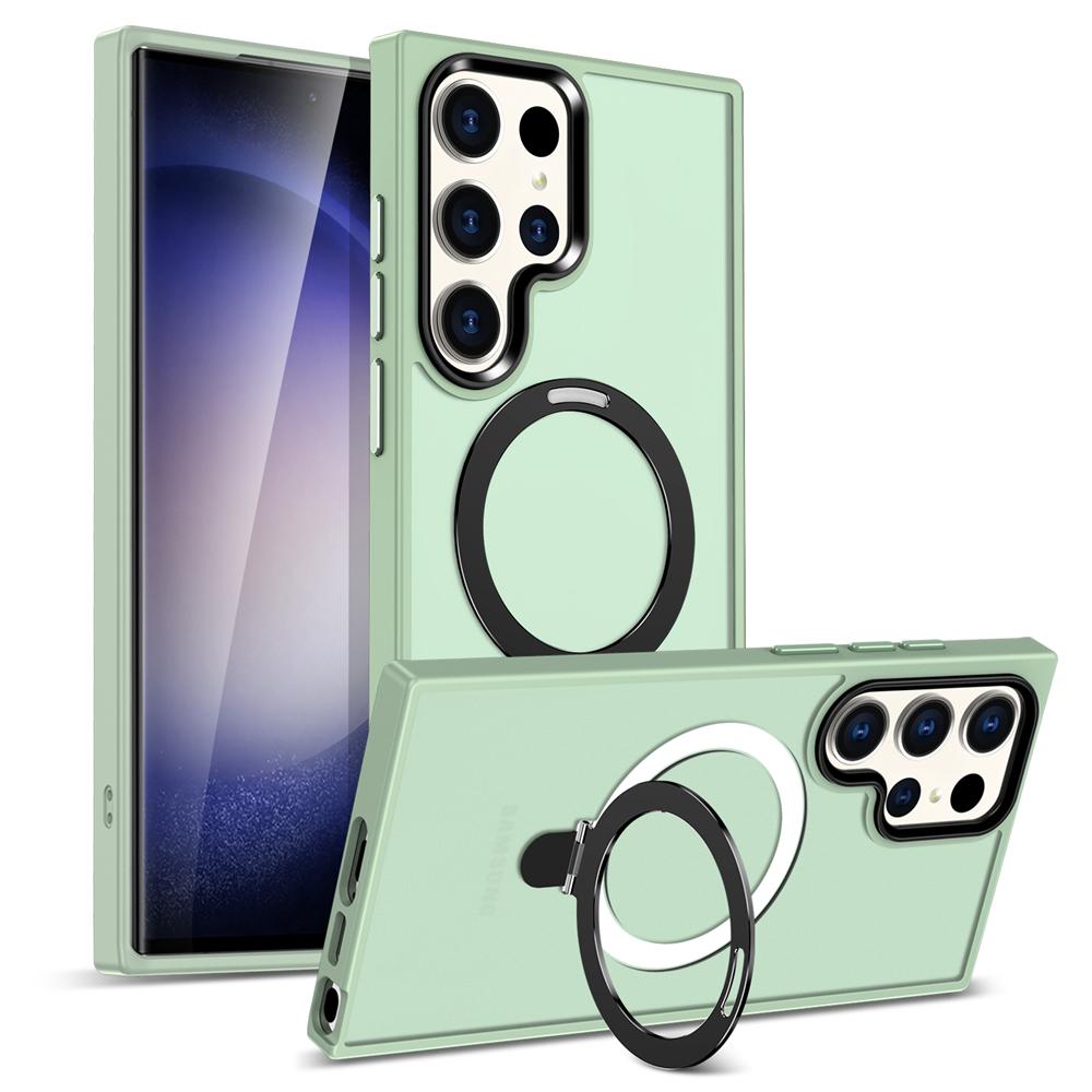 Складной держатель для Magsafe Прозрачный чехол для Samsung Galaxy S25 S22 Ultra S24 Plus S23 FE Магнитная беспроводная зарядка Подставка для объектива Чехол