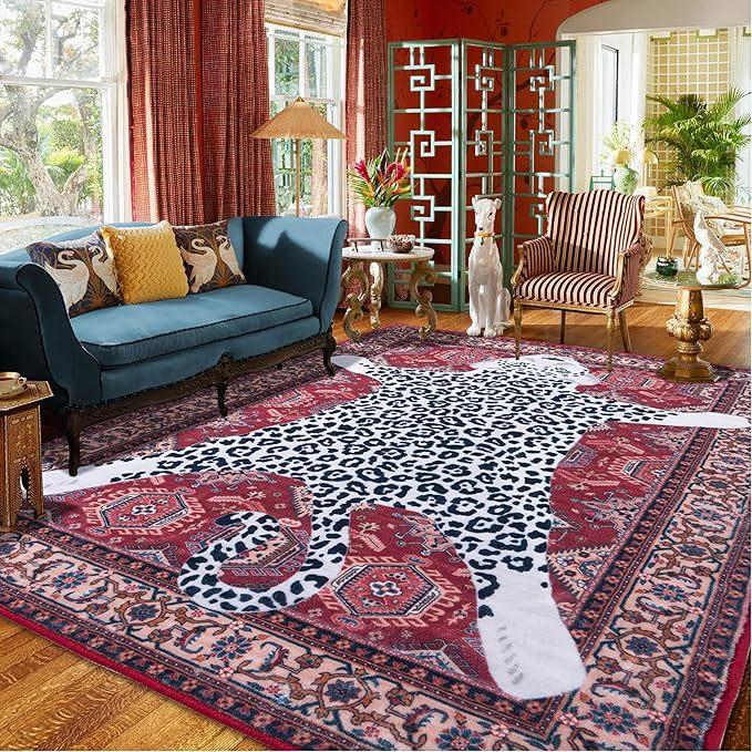 American Style Retro Jungle Animal Living Room Carpet Non-slip Washable Dining Room Rug Easy Cleaning Soft Coffee Tables Mat