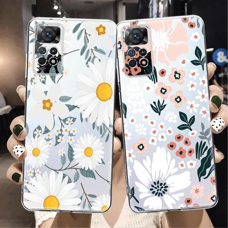Прозрачный чехол для телефона с цветочным ромашкой для Xiaomi Redmi Note 12 7 8 9 8t 11t 8 10 Pro 9s 10s 11 11s для Mi 9a 9 9c 9t 10 10c K40