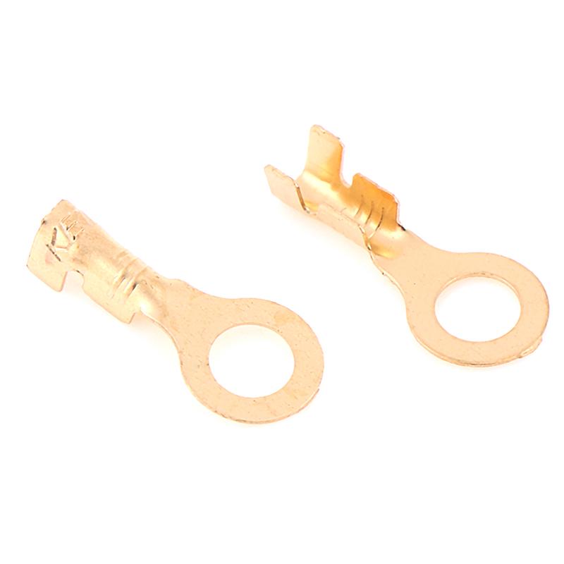 100Pcs 4.2Mm Gold Brass Round Terminal Power Supply Wire Connector