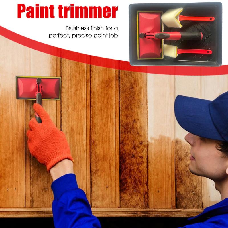 Edge Painting Tool Comfortable Grip Paint Trimming Tool Paint Pad Applicator Edgers For Painting Walls With Triangle Brush Tray