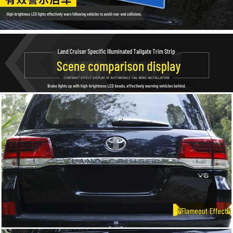 Светодиодная декоративная полоса на заднюю дверь с тормозными огнями для Land Cruiser 2008-2023