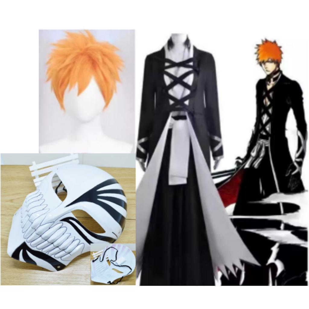 Anime Ichigo Bleach Kurosaki Cosplay Costume Japanese Manga Cosplay Black And White Outfit Halloween Role Play Uniform For Men