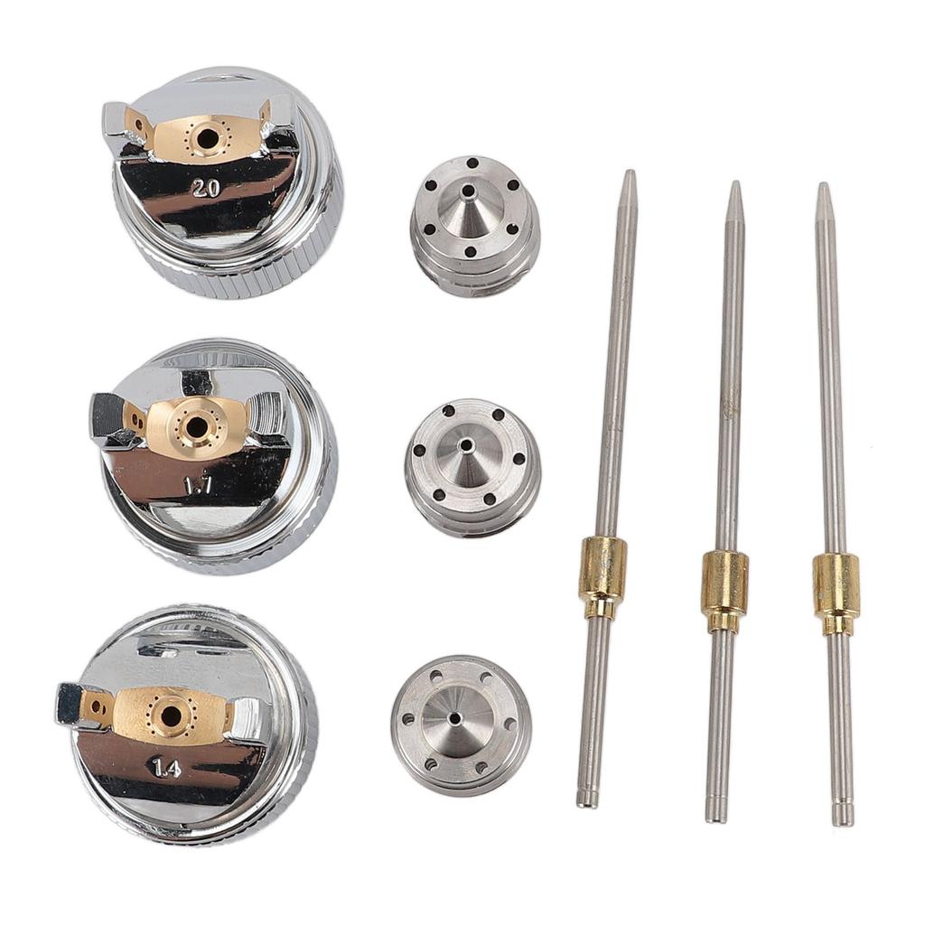 3 Sets Needle Fluid Nozzle Air Cap Kit H 827 1.4 1.7 2.0mm Stable Performance Brass Plastic Fluid Tip Size Set Up