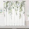 2 шт. Акварельные шторы с рисунком ивовых листьев - Принт листьев весеннего зеленого цвета, Полиэстер, Подходят для гостиной и спальни