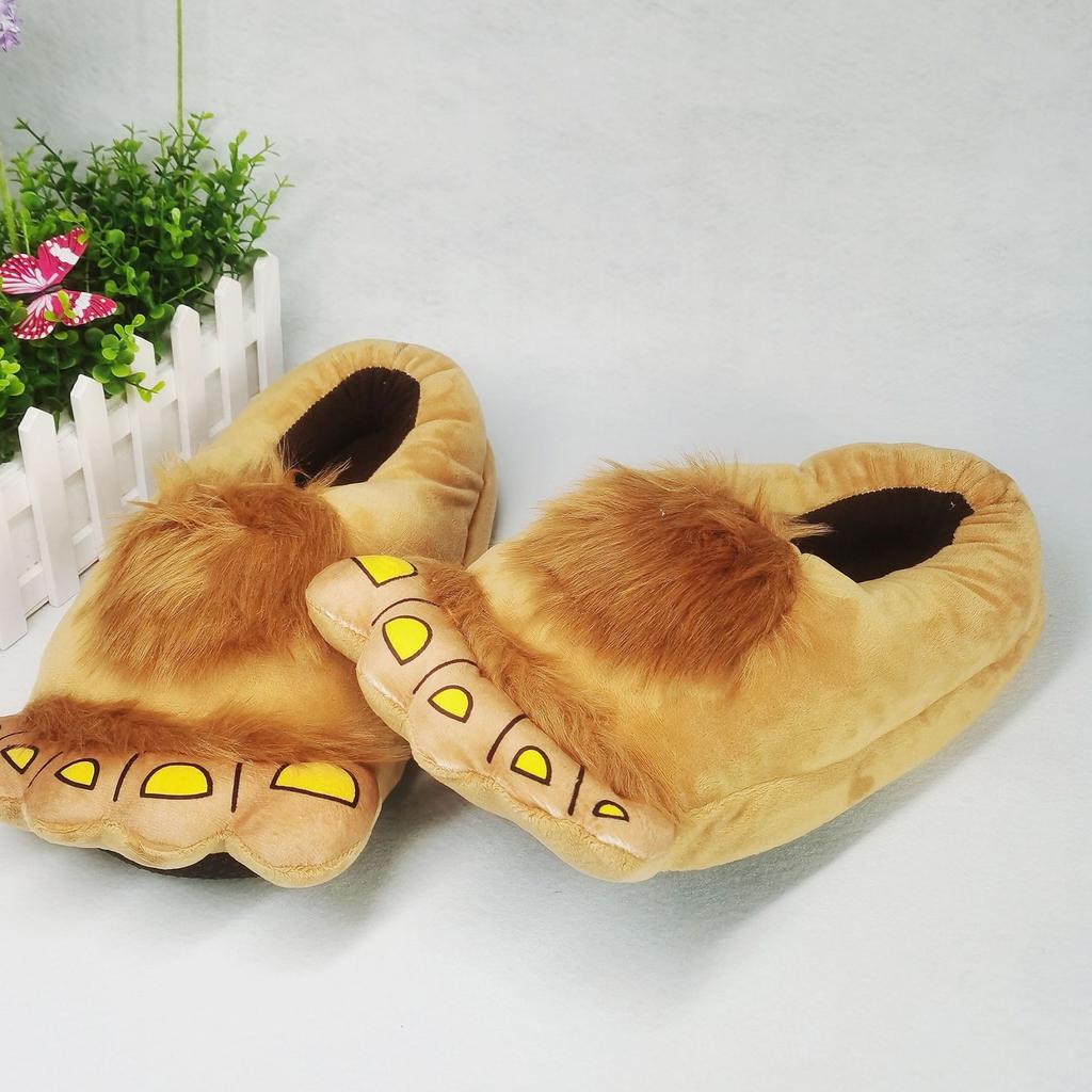 2024 Новые фиолетовые тапочки с изображением диких животных Домашние тапочки с мехом на толстой подошве Дикие мужские пушистые закрытые тапочки для дома