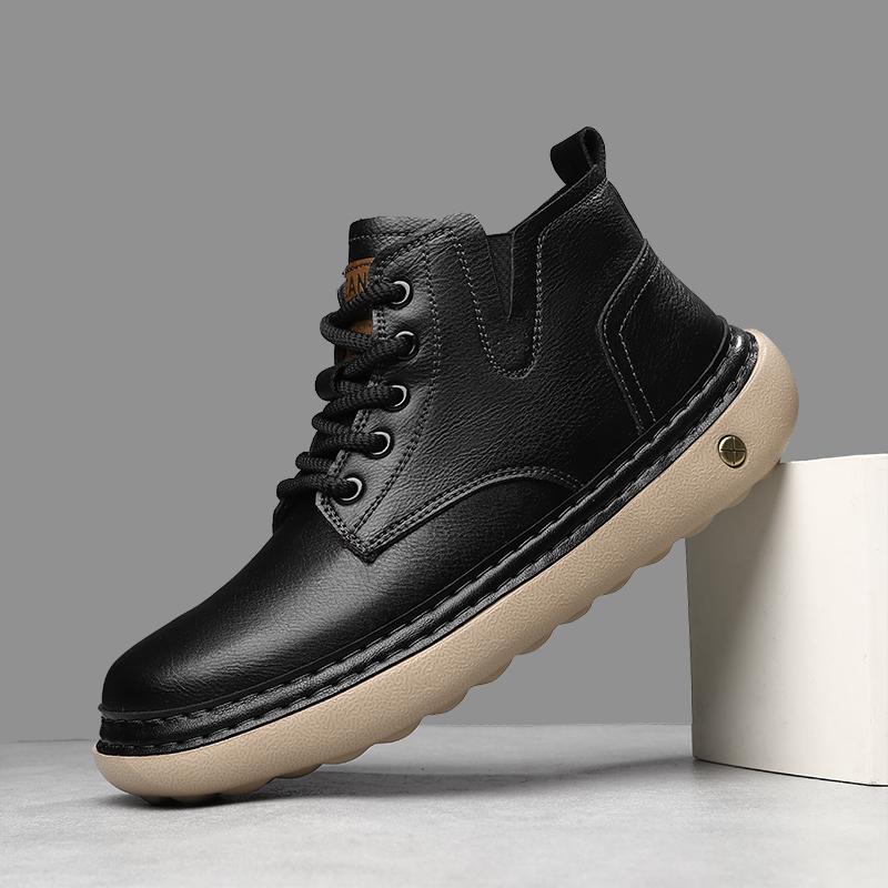 Ручная строчка Натуральная кожа Мужские ботинки Удобная повседневная кожаная обувь для мужчин Ботильоны Большой размер Рабочая обувь